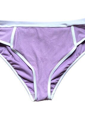 Kona Sol bikini bottoms pastel purple terry cloth knit white trim plus size 1X